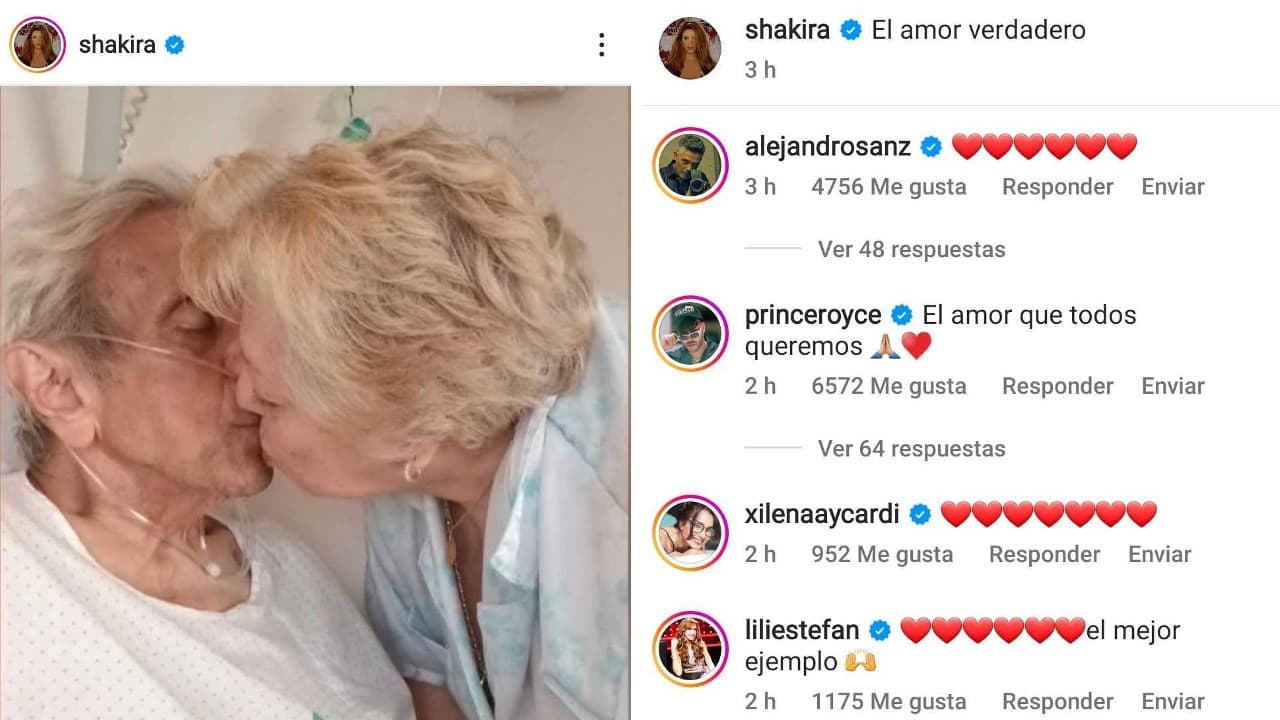 Shakira muestra "el verdadero amor" con un beso de sus padres.