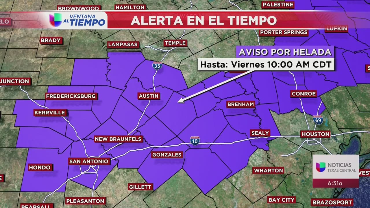 Continúa advertencia de temperaturas heladas para centro de Texas