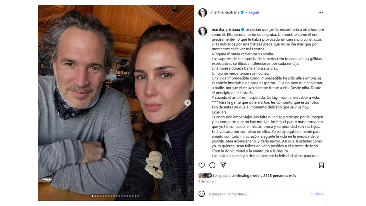 Martha Cristiana le expresó su apoyo a su pareja a través de una publicación en Instagram.