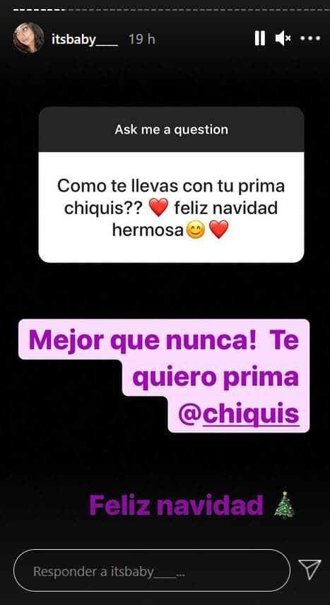 Entre ellas eligió una donde le preguntaron si tenía buena relación con Chiquis Rivera y aseveró que "mejor que nunca".
<br>