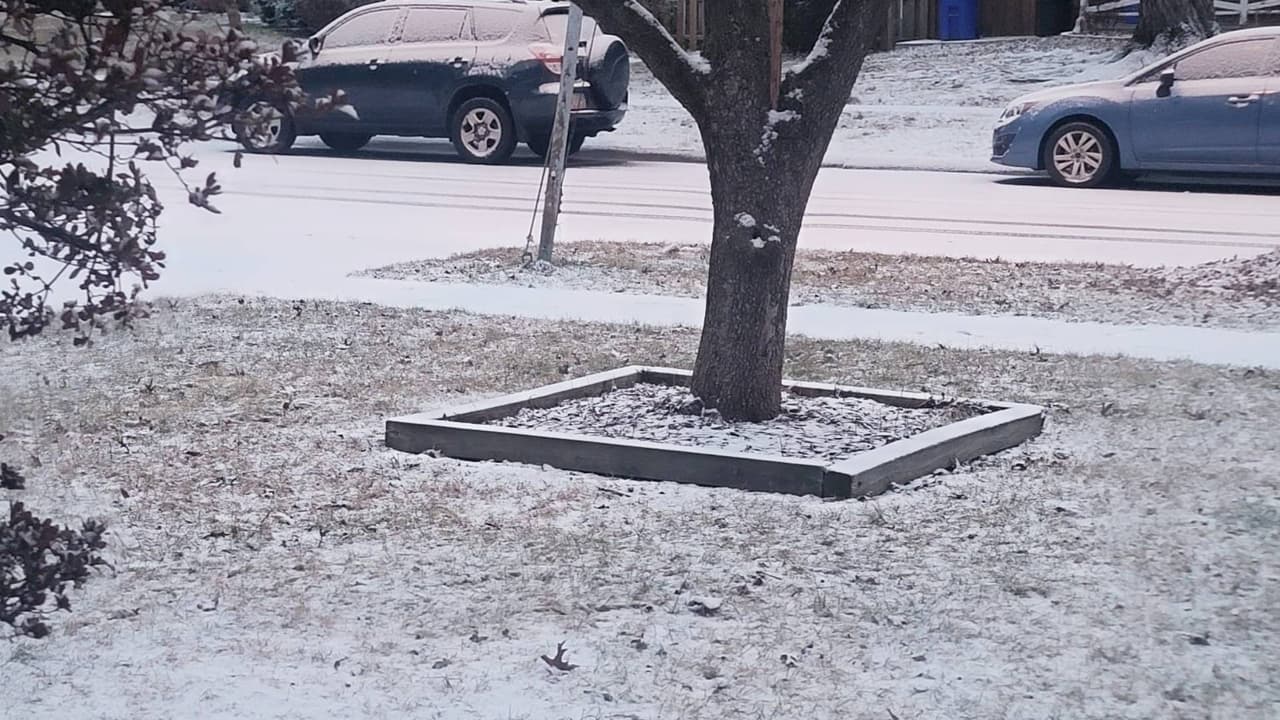 Calles en Rockville, Maryland, también muestran al amanecer del lunes una postal blanca.