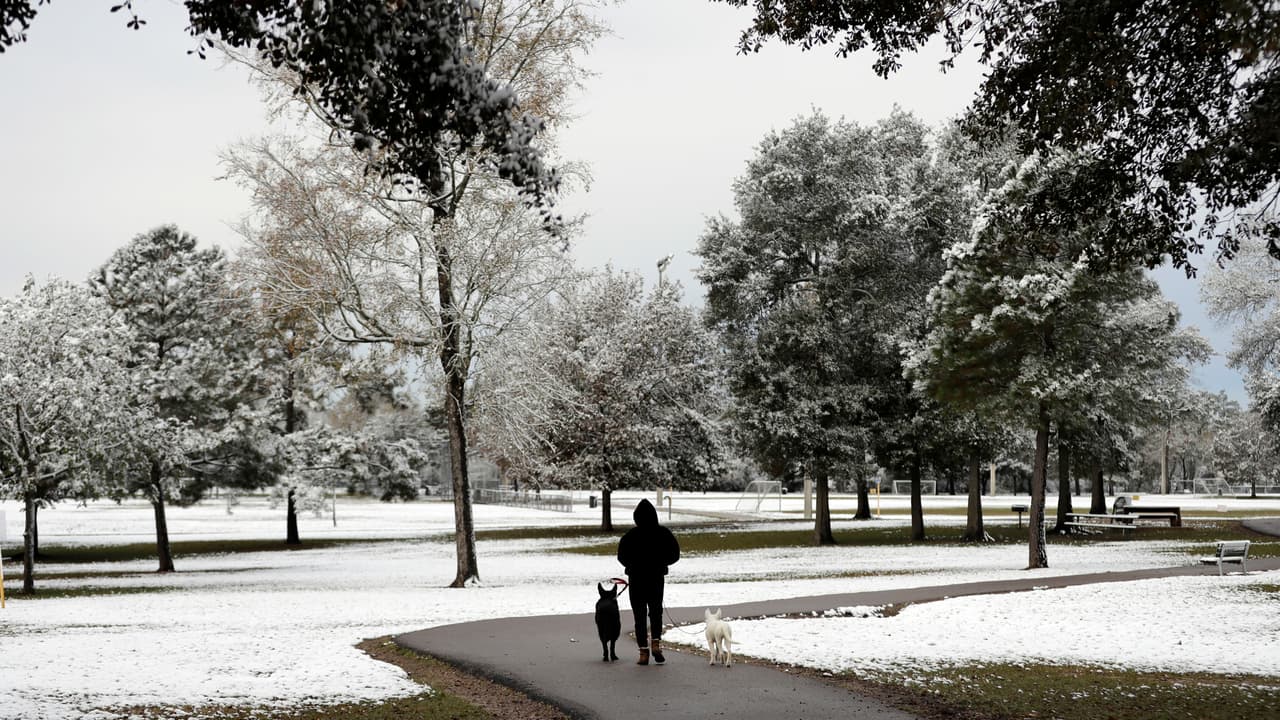 Las escuelas en toda la región comenzaron el día con retraso y algunos colegios privados en el área de San Antonio cancelaron las clases. En la fotografía un parque de Spring, Texas.