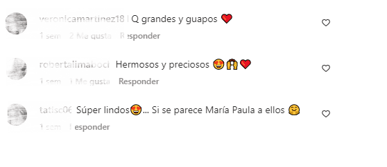 "Qué grandes y guapos", "Hermosos y preciosos", "Súper lindos. Sí se parece María Paula a ellos", comentaron algunos internautas.