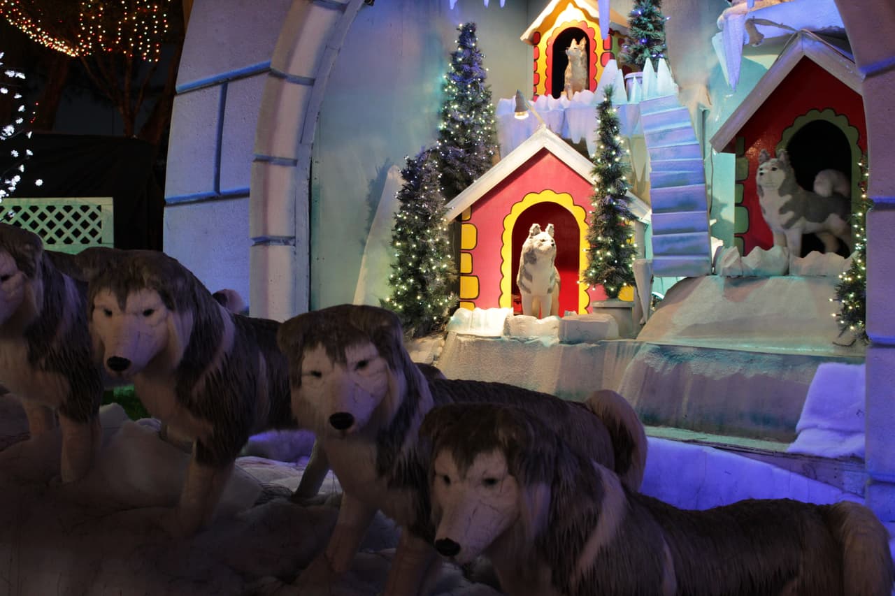 Grandes y chicos disfrutan durante la época navideña de la decoración y luces decorativas en el Santa's Enchanted Forest.