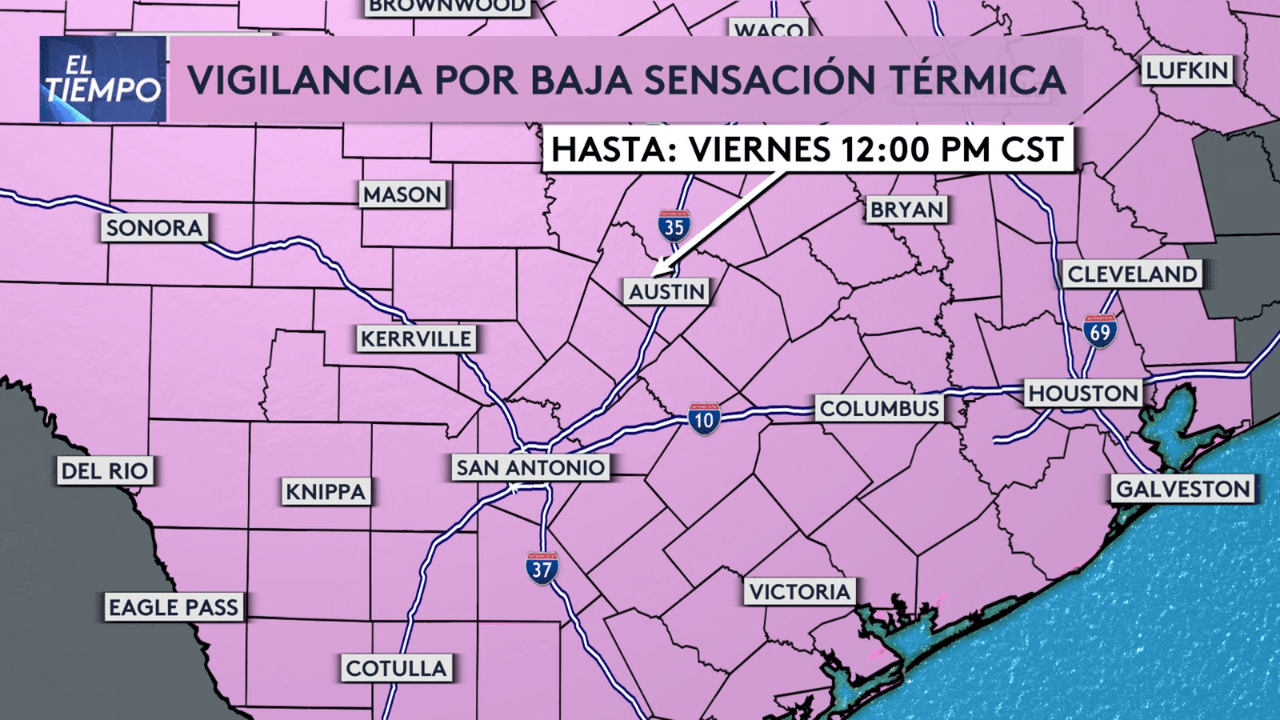 Emiten una vigilancia por baja sensación térmica para San Antonio y gran parte de Texas
