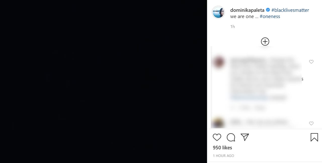 Para
<b><a href="https://www.instagram.com/p/CA7v9ITp-pT/" target="_blank">Dominika Paleta</a></b>, este día significó decir "somos uno".