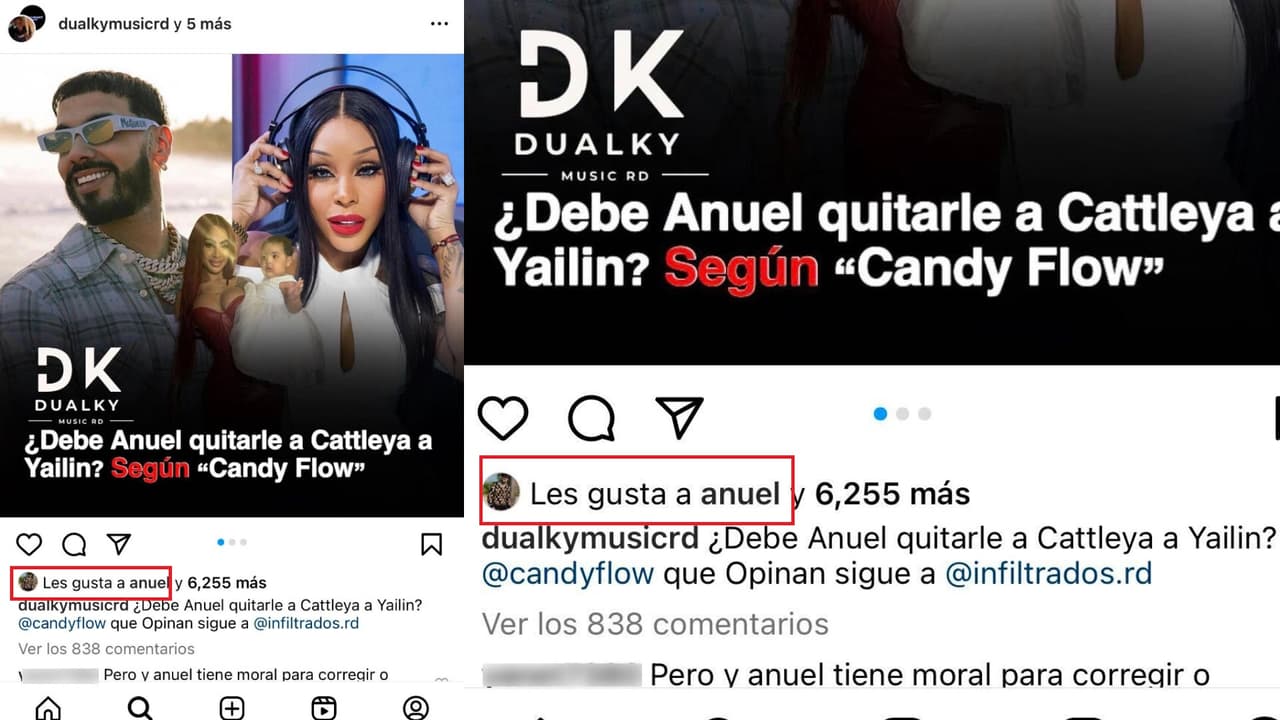 Anuel dio 'me gusta' a una publicación que cuestionó si él debe "quitarle a Cattleya a Yailin".