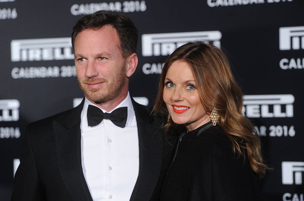 LONDON, ENGLAND - NOVEMBER 30: Christian Horner and Geri Halliwell attend the Gala Evening To Celebrate The Pirelli Calendar 2016 By Annie Leibovitz at The Roundhouse on November 30, 2015 in London, England. (Photo by Stuart C. Wilson/Getty Images)