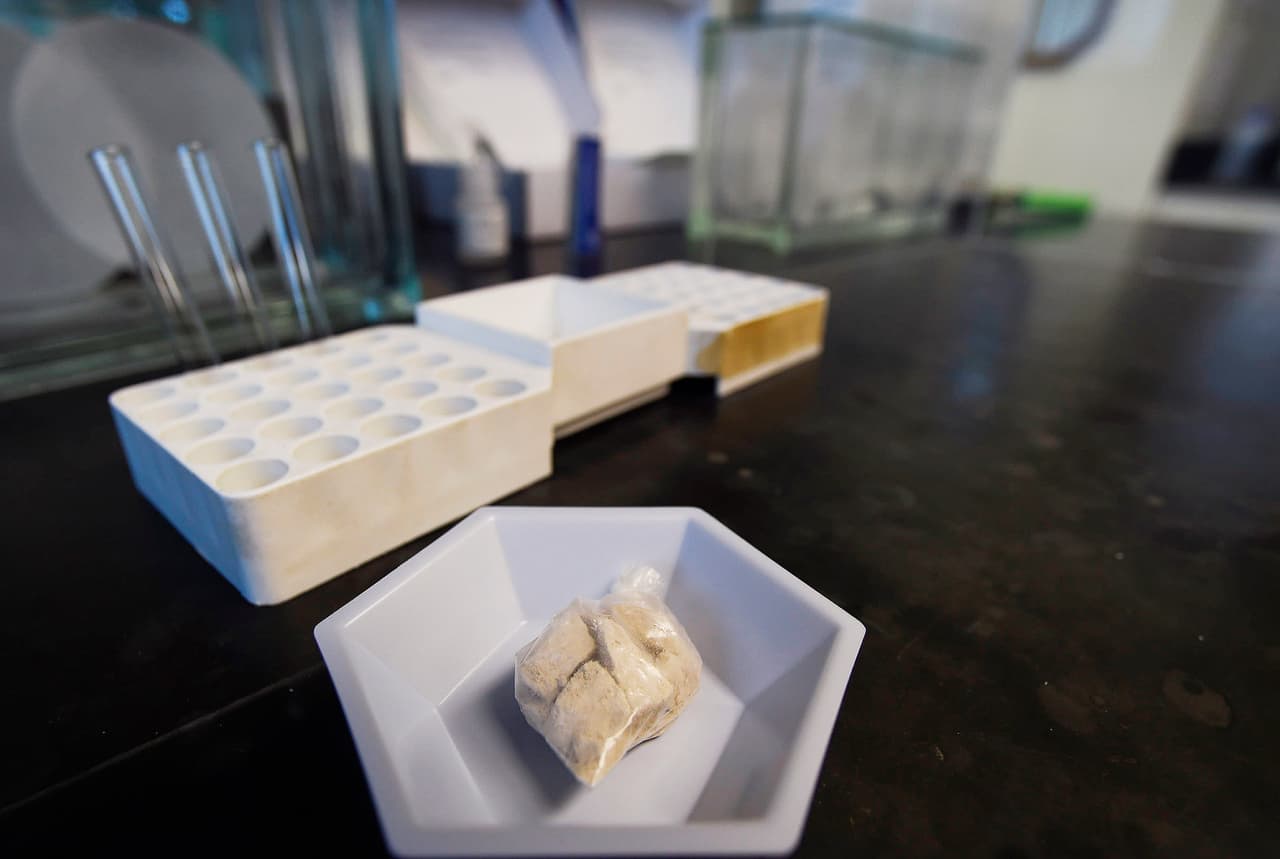 De acuerdo con las autoridades, lo que contiene la 'gray death' puede variar de acuerdo con el consumidor. Podría 
<a href="https://www.drugs.com/illicit/graydeath.html" target="_blank">contener heroína, fentanilo o carfentanilo</a>, tres narcóticos extremadamente potentes, o los tres.1. heroína 2. fentanilo 3. carfentanilo 4. 
<b>U-47700</b> (rosa).