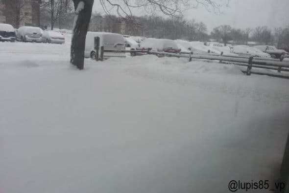 Lupita Perez, desde Chicago, Illinois, envía un sobrío paisaje donde una fila de automóviles estacionados que están cubiertos por un manto de blanca nieve.