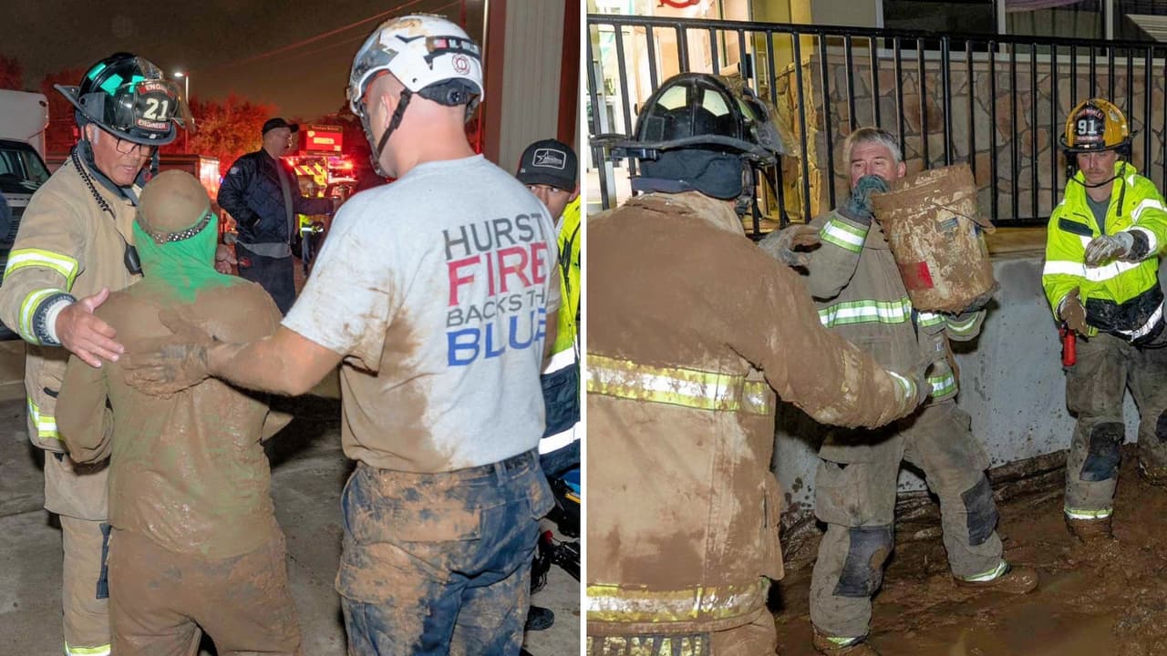 Estos son los dos trabajadores hispanos que fueron rescatados bajo 15 pies.