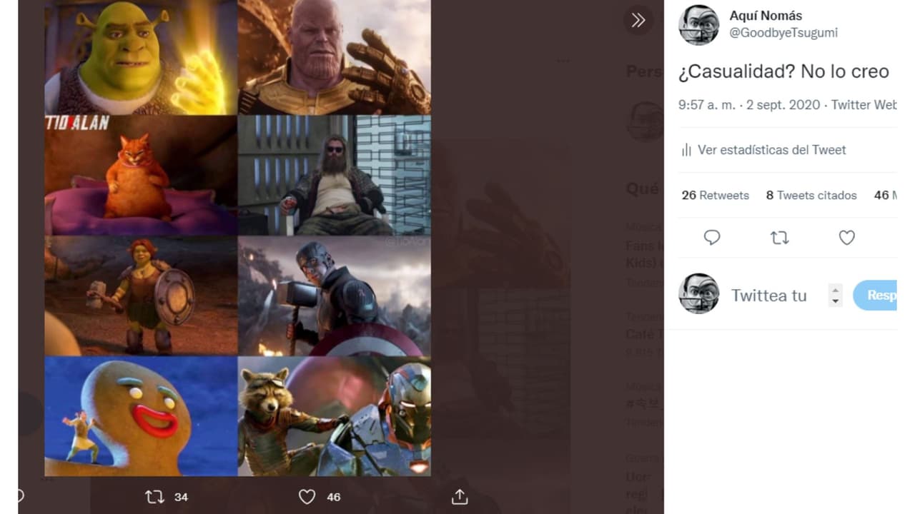 Tuit escenas Shrek y Marvel