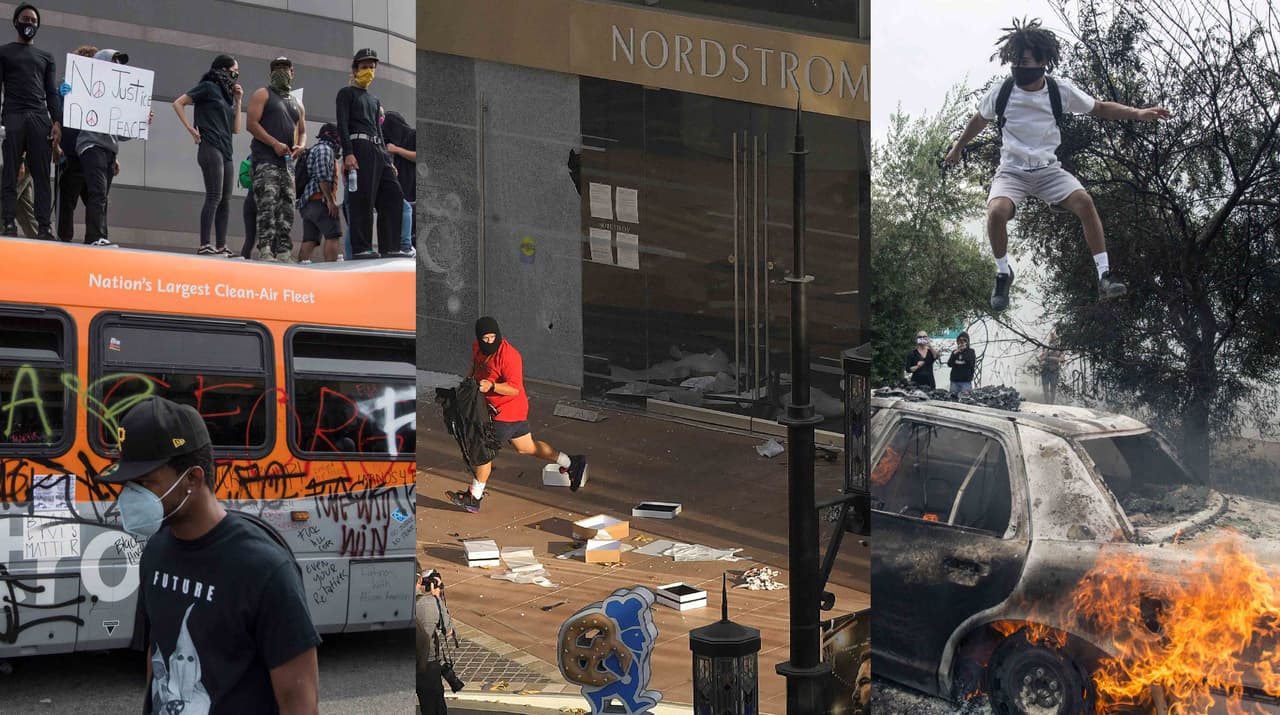 Mientras miles de angelinos se concentraron para protestar por la muerte de George Floyd en Minnesota otros saquearon y vandalizaron negocios y lugares públicos en toda la ciudad.
