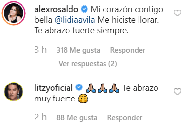 Famosos como Alessandra Rosaldo y Litzy reaccionaron a la publicación con muestras de cariño hacia la cantante.