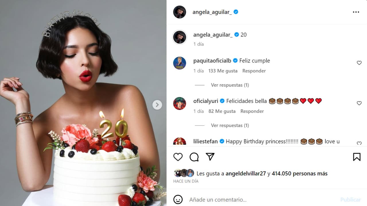 Esta es la publicación que Ángela Aguilar hizo con motivo de su cumpleaños 20 y en la que varios famosos la felicitaron.