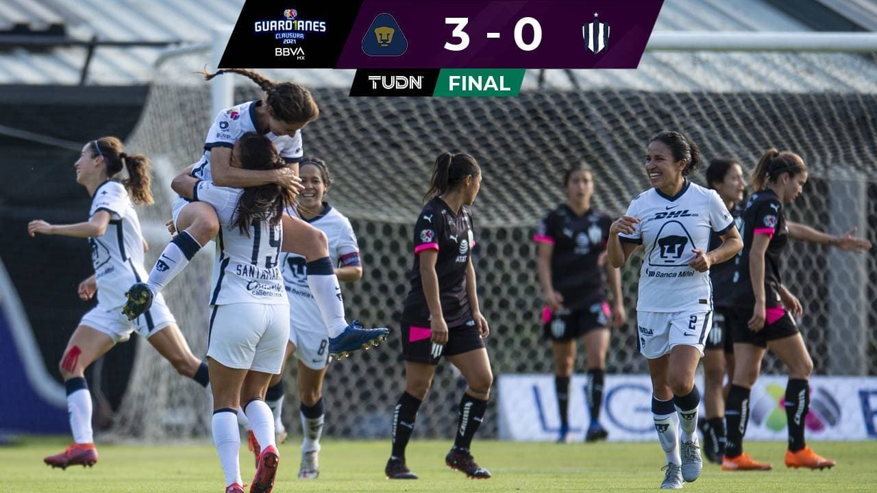 Pumas 3-0 Rayadas en la Liga BBVA MX Femenil: marcador, goles y video
