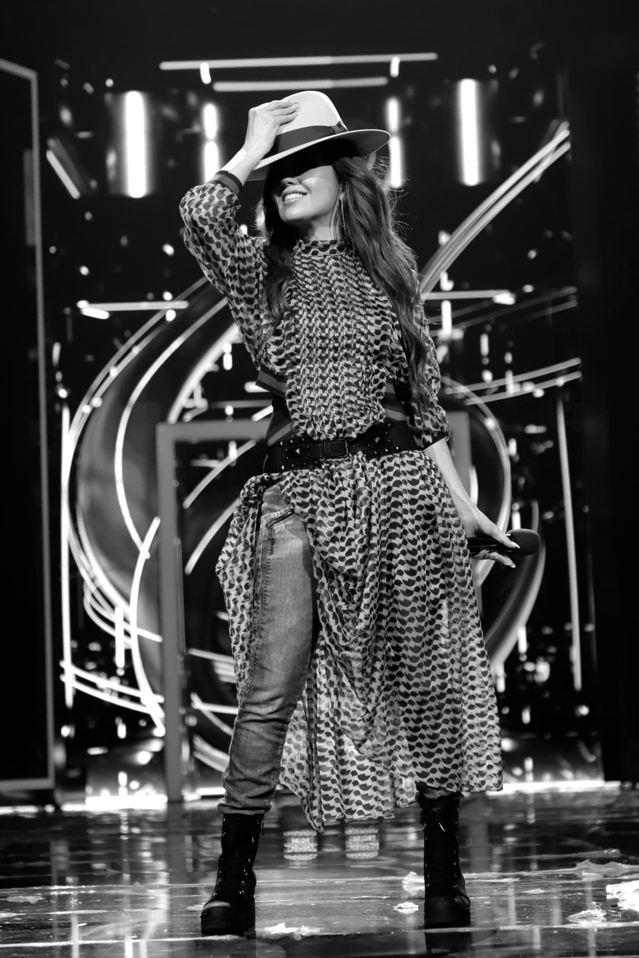 A Thalía siempre se le vio muy sonriente y relajada.