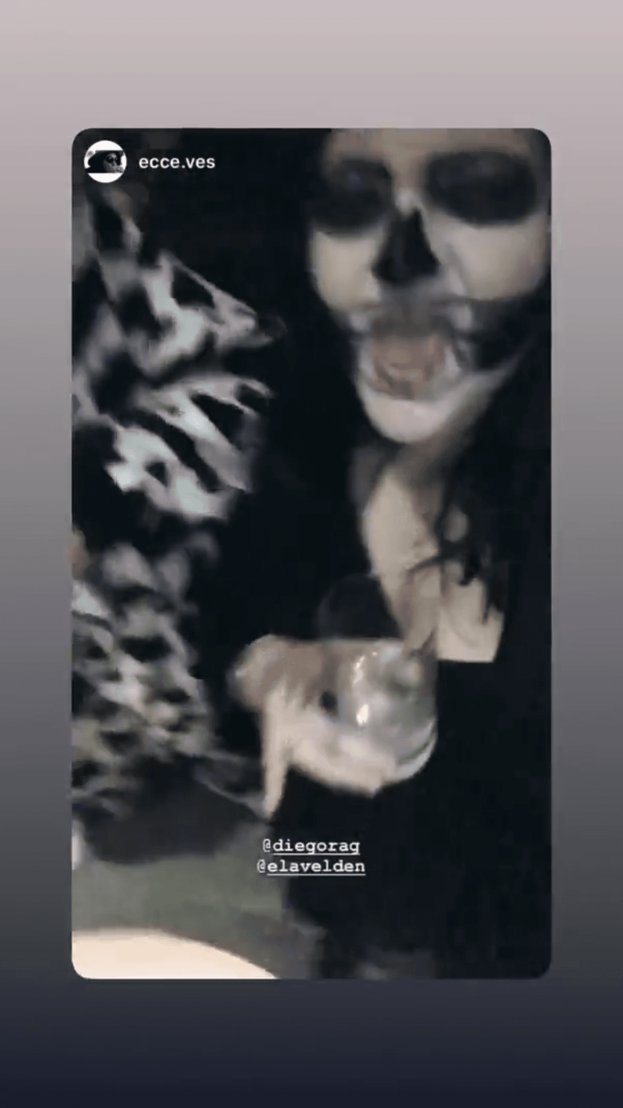 La actriz mexicana Ela Velden también acudió a una fiesta de disfraces y se le vio caracterizada como una calavera.