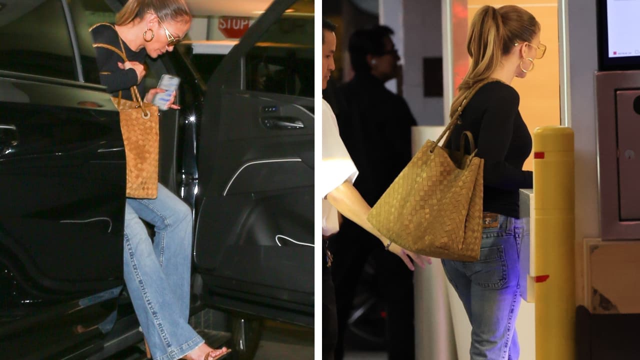 JLo llegando a su oficina central en Los Ángeles.