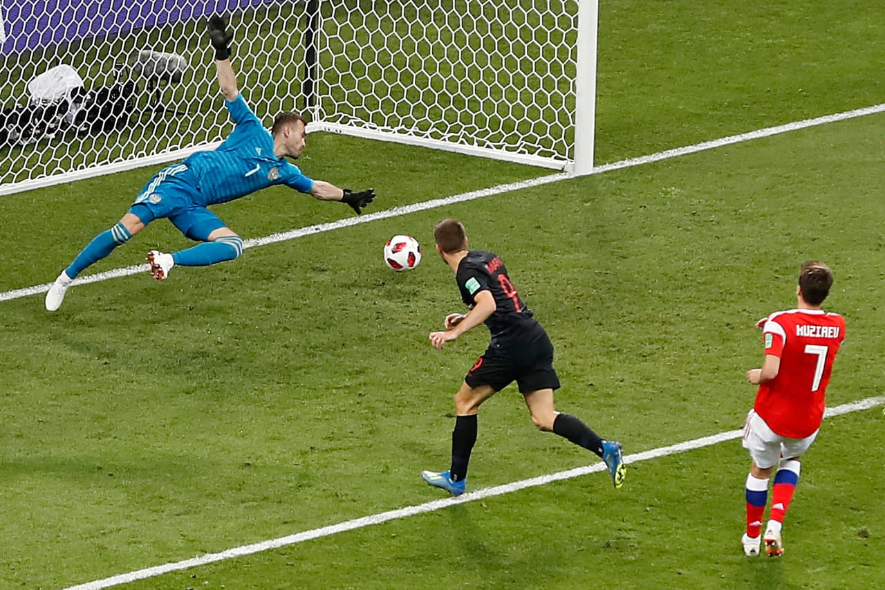 155.- Andrej Kramaric (Croacia) al minuto 39. Rusia 1-1 Croacia. Cuartos de final.