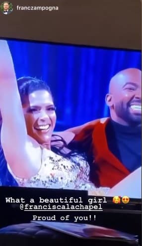 Francesco no estuvo en el show, sin embargo, la siguió minuto a minuto y mediante'stories' de Instagram expresó lo orgulloso que está de ella.