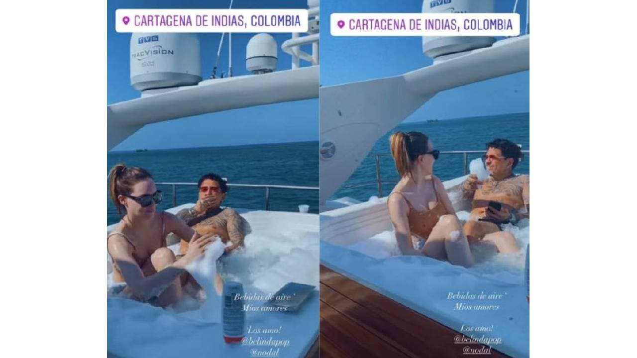 Belinda y Christian Nodal en Cartagena, Colombia, en 2021.