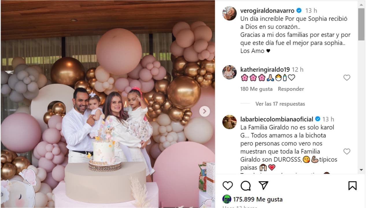 Sophia, la sobrina de Karol G, fue bautizada este fin de semana.