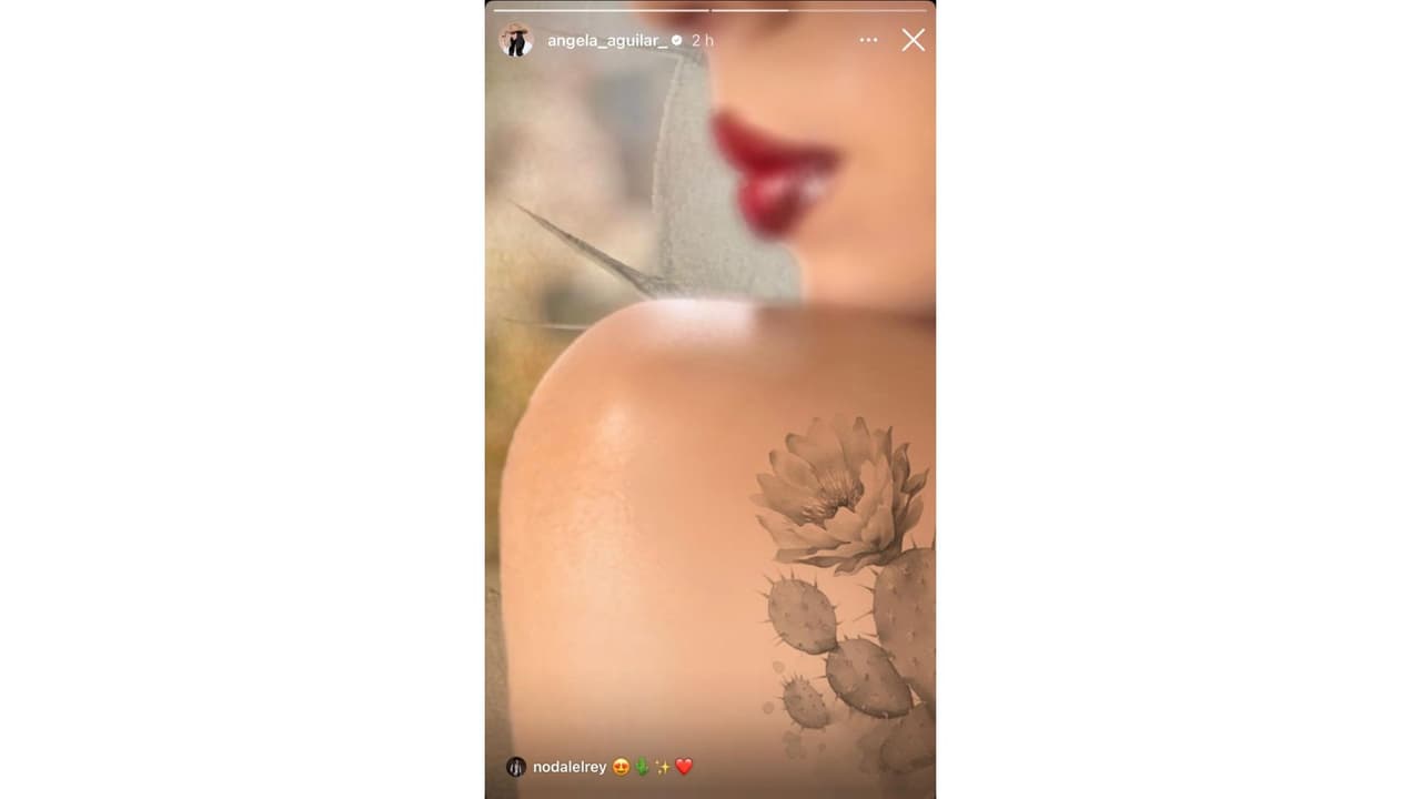 Ángela Aguilar apareció con el tatuaje de un cactus.