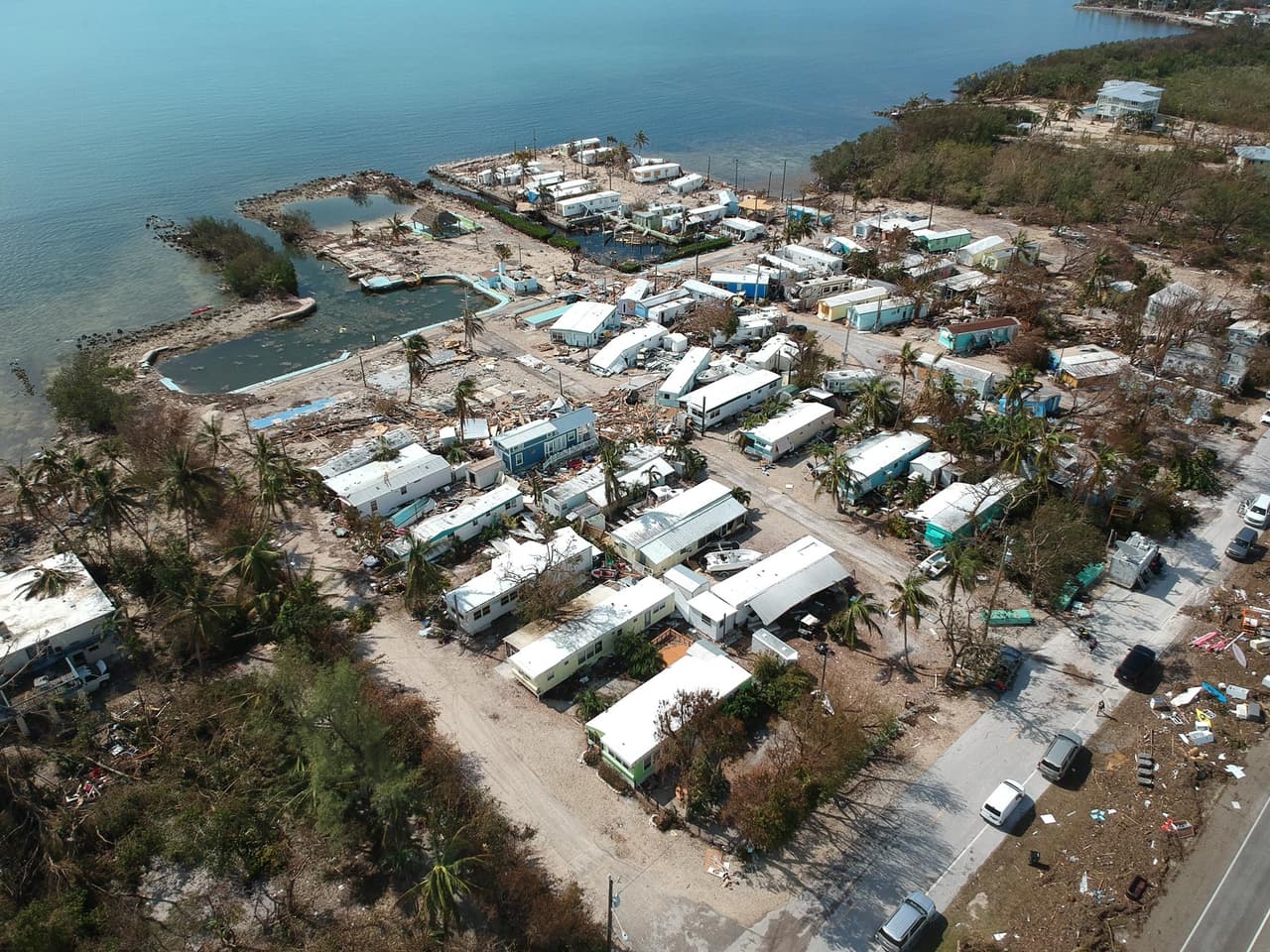 Vista aérea del Sea breeze trailer park Islamorada, tomada por un dron de Univision Noticias.
