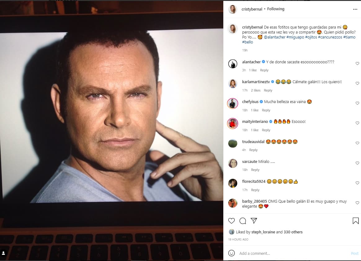 "Y de dónde sacaste esoooooooooo????", escribió. Mientras Karla Martínez bromeaba al escribir: "Cálmate galán".