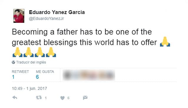 "Convertirse en padre tiene que ser una de las mayores bendiciones que este mundo tiene para ofrecer 🙏🙏🙏🙏🙏", aseguró el hijo del actor.