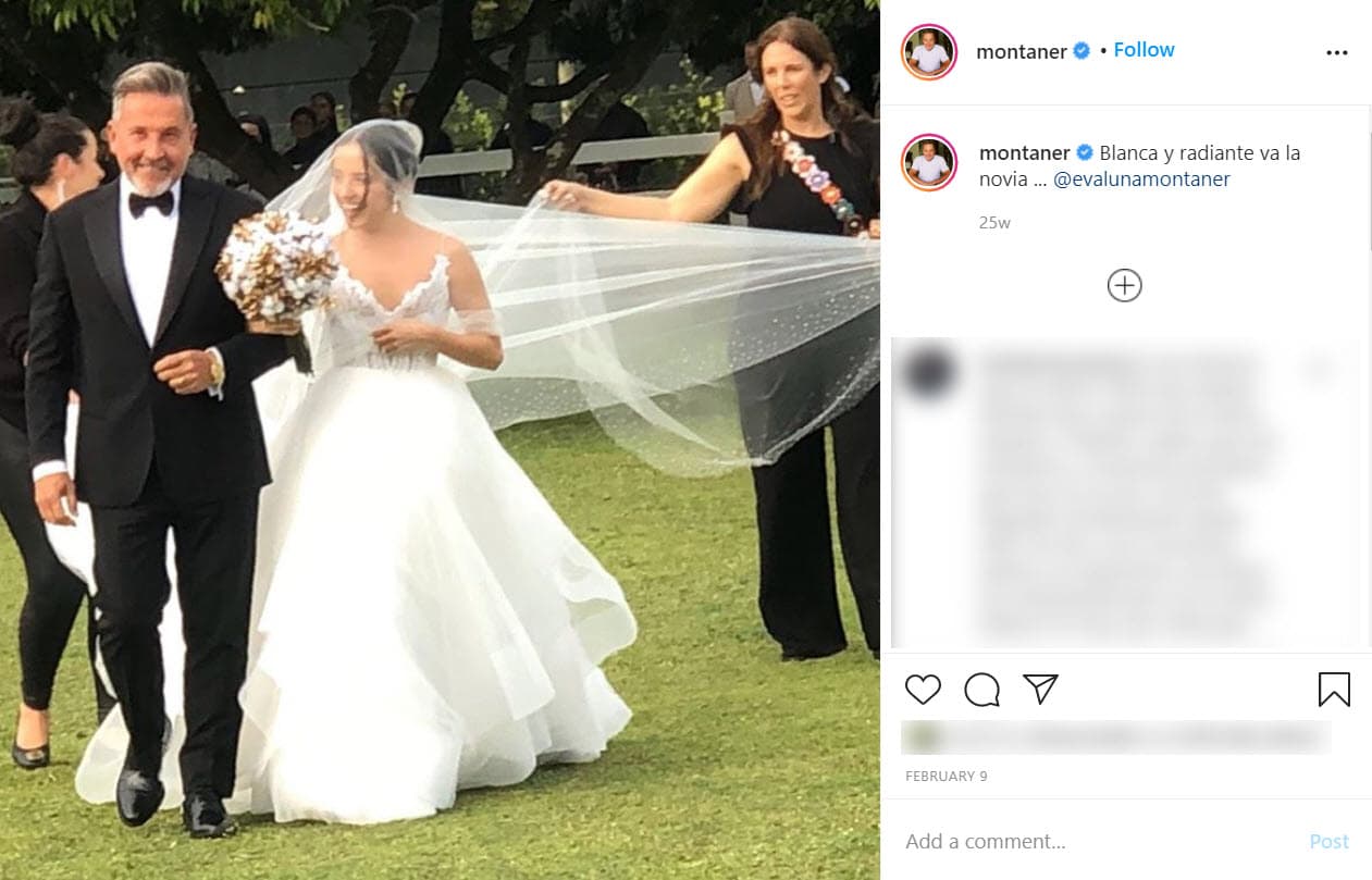 Además de llevar a su hija al altar, 
<b>Ricardo Montaner fue el padrino</b> y durante la recepción bailaron 'Si tuviera que elegir', tema que compuso cuando Evaluna era muy pequeña.
<br>