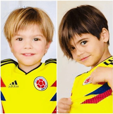 Así fue como lucieron Sasha y Milan durante el pasado Mundial de Rusia 2018, y la orgullosa madre no dudó en compartir la fotografía con sus millones de seguidores.