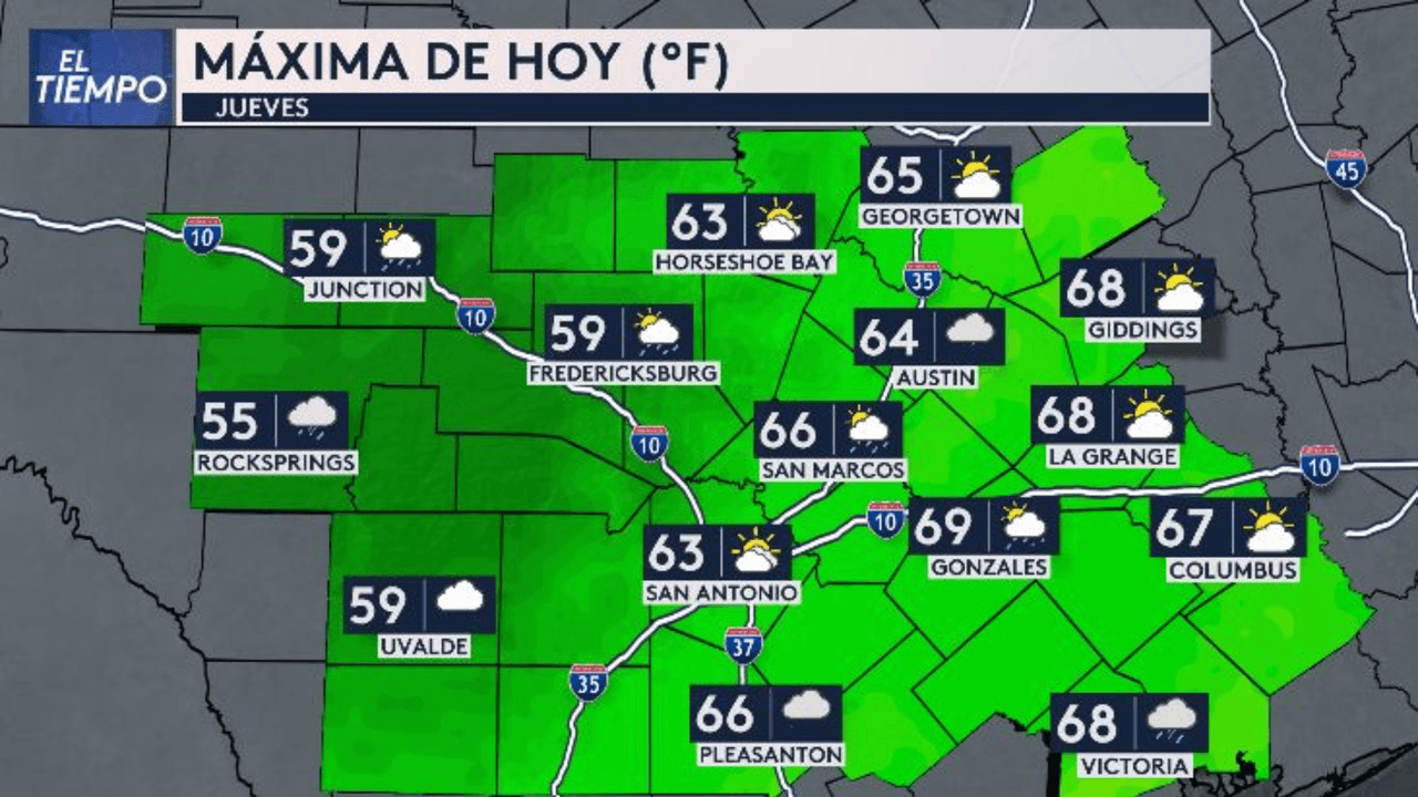 Las temperaturas se mantendrán frescas en la región, las más bajas estando en el Hill Country.