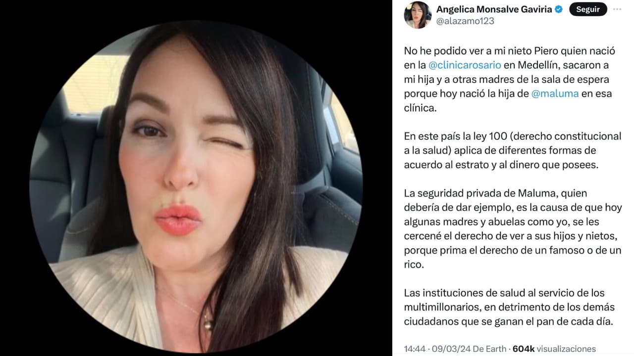 La abogada Angélica Monsalve Gaviria acusó y responsabilizó a Maluma en Twitter porque supuestamente ella no ha podido ver a su nieto ante el aparente dispositivo de seguridad que se montó en el hospital colombiano en donde nació la hija del cantante.