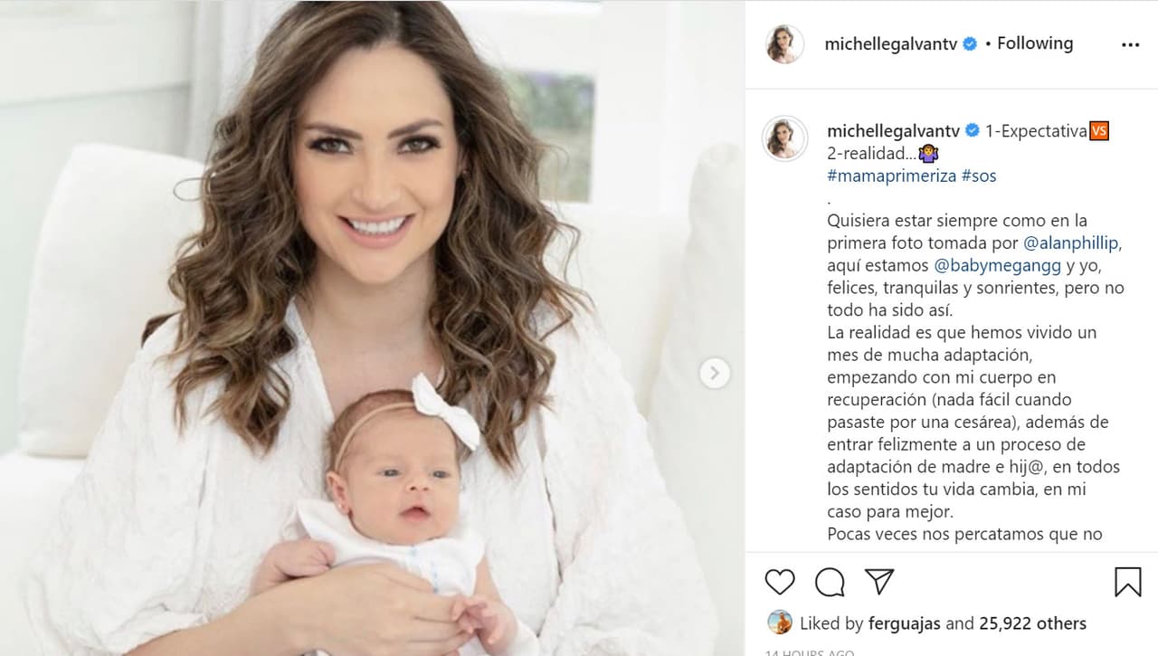 La comparó con 
<b><a href="https://www.instagram.com/p/CEXvBehMMoI/" target="_blank">esta foto</a></b> que fue una de las que publicó la revista Hola! USA: "Quisiera estar siempre como en la primera foto tomada por Alan Phillip, aquí estamos Megan y yo, felices, tranquilas y sonrientes, pero no todo ha sido así”.
<br>