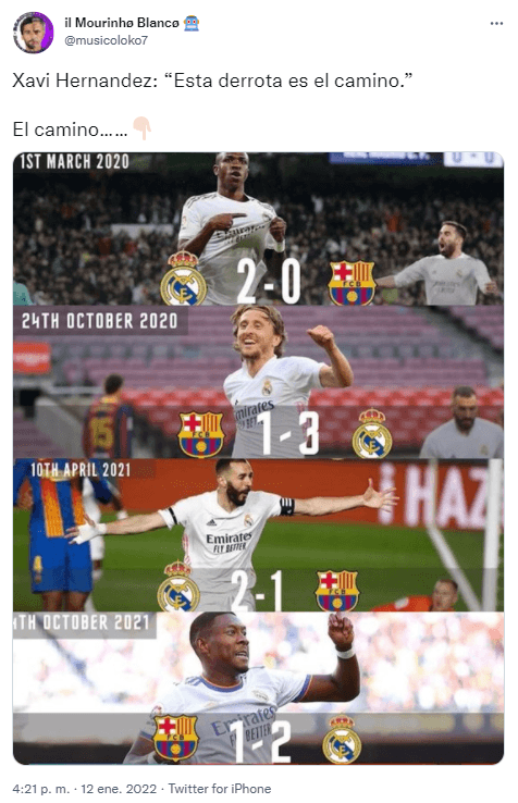 El Barcelona cayó 2-3 frente al Real Madrid en las semifinales de la Supercopa de España y los memes no tardaron mucho tiempo en aparecer.