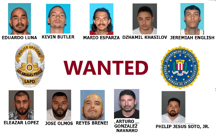 El FBI y la policía de Los Ángeles (LAPD) están tras la búsqueda de 10 presuntos pandilleros, miembros de la organización criminal 'Eastside Playboys'. Los sospechosos están relacionados con la mafia mexicana y son acusados de múltiples crímenes en la ciudad.
<br>
<br>Personas con información de los sospechosos en la lista, deben
<b> llamar al (310)-477-6565</b>.