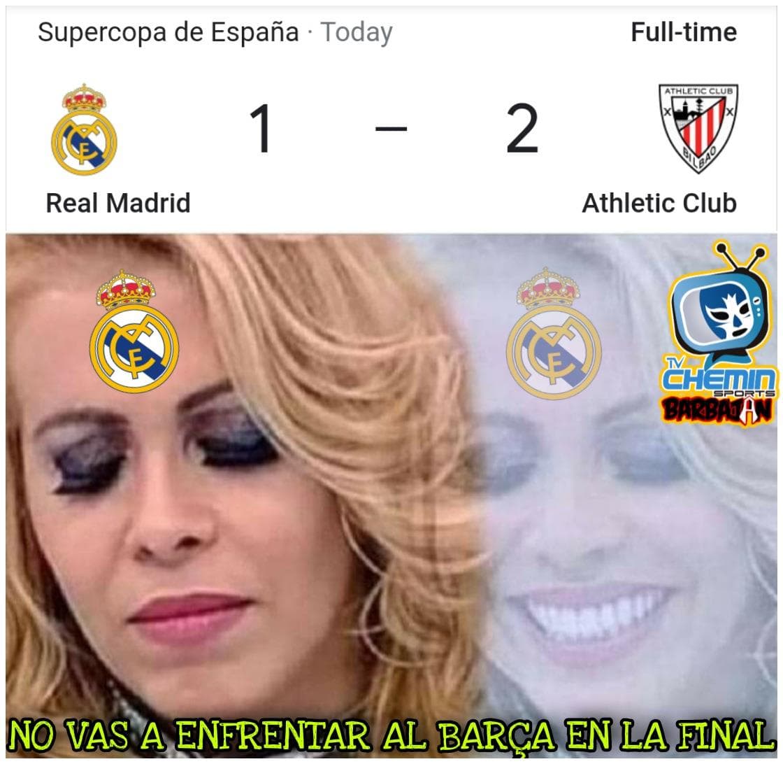 Los mejores memes de la eliminación del Real Madrid | Los de Zidane se quedaron a un paso de llegar a la Final de la Supercopa y las redes ‘tundieron’ al cuadro merengue.