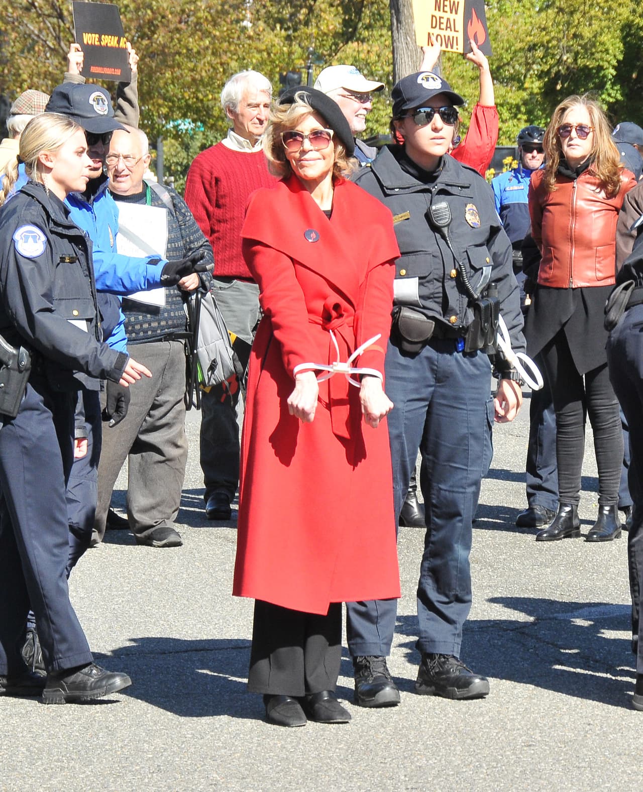 Una semana después, el 18 de octubre, Fonda volvió a ser detenida en las escaleras del mismo edificio gubernamental junto a un grupo de simpatizantes que luchan por la misma causa.