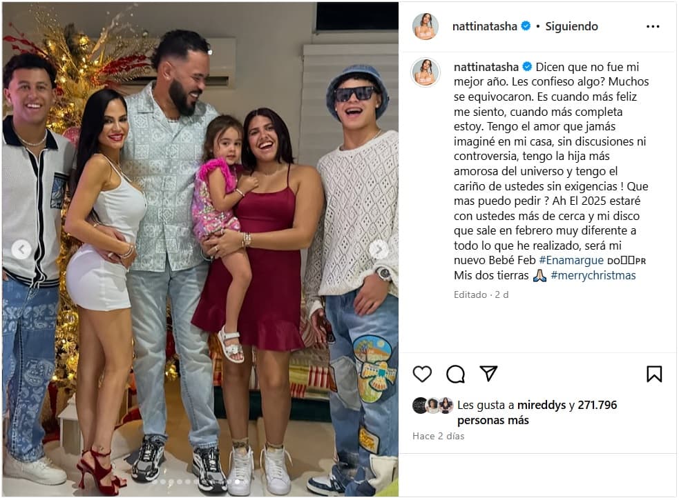 Natti Natasha inició el 2025 con su familia.