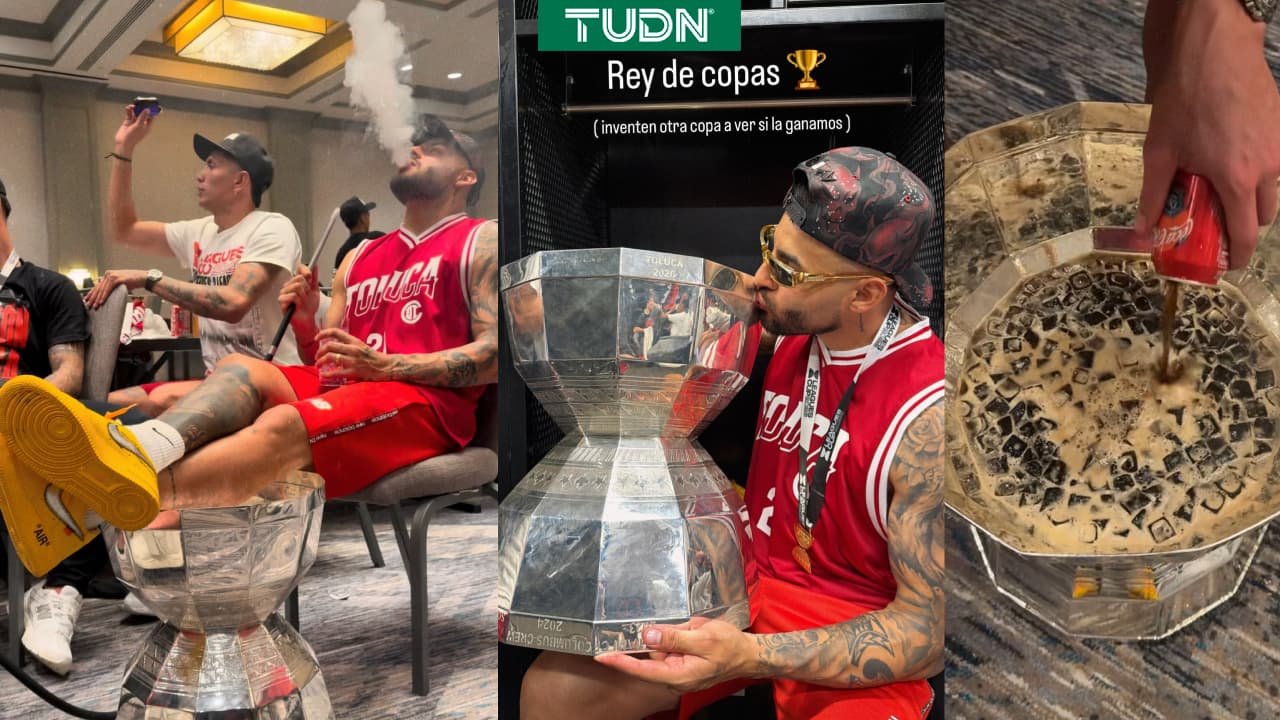 Alexis Vega usa trofeo de Leagues Cup como vaso en festejos del Toluca