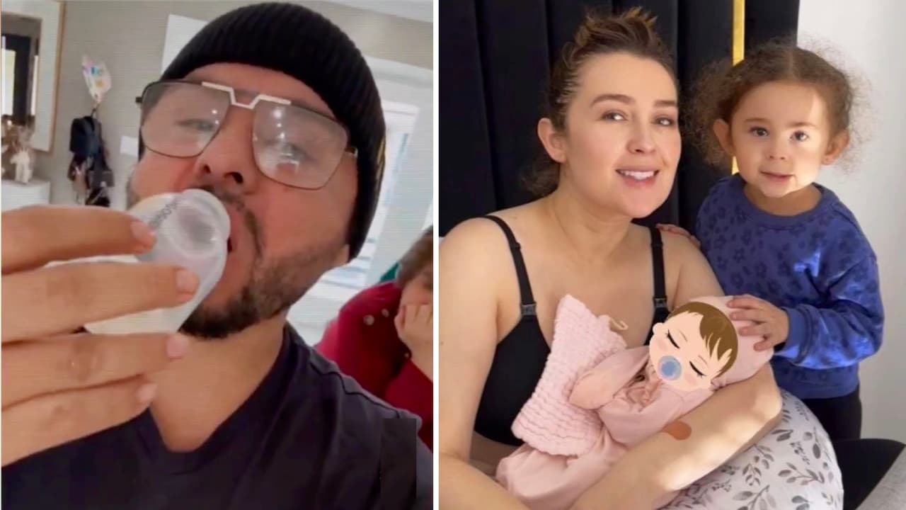 Larry Hernández prueba la leche materna de Kenia Ontiveros y su reacción causa alboroto