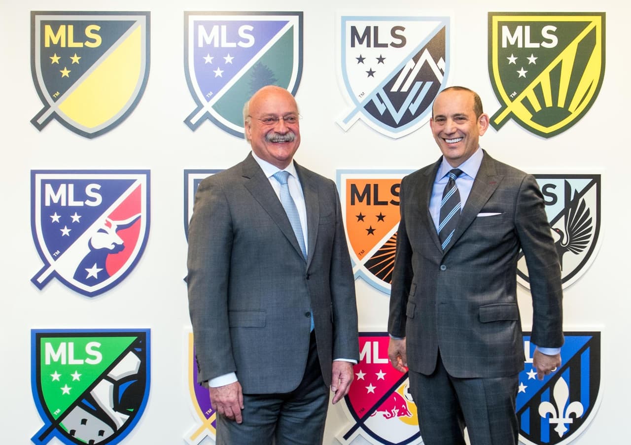 Enrique Bonilla y Don Garber, máximas autoridades de Liga MX y MLS, respectivamente.