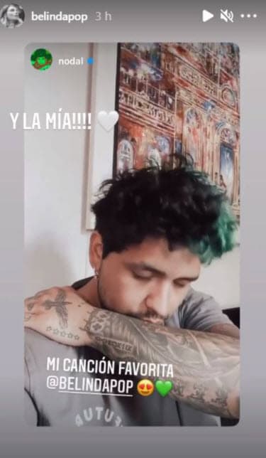 Pero llamó la atención que también mostró un adelanto del dueto que grabó junto a Belinda:
<b><a href="https://www.univision.com/famosos/famosa-cantante-le-pide-a-belinda-que-le-preste-a-christian-nodal-por-un-ratito-video" target="_blank">"Mi canción favorita"</a></b>, le escribió en sus historias, a lo que ella respondió que esa pieza también era su predilecta.