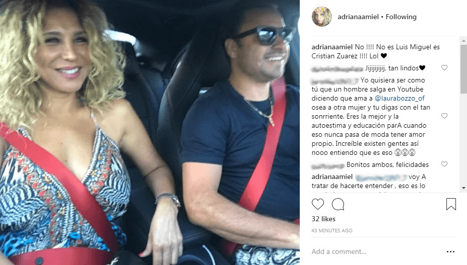 Aunque al principio Adriana Amiel era cautelosa, actualmente ya no teme en hacer público su romance con Zuarez y ya publica fotos al lado de su nuevo novio.
