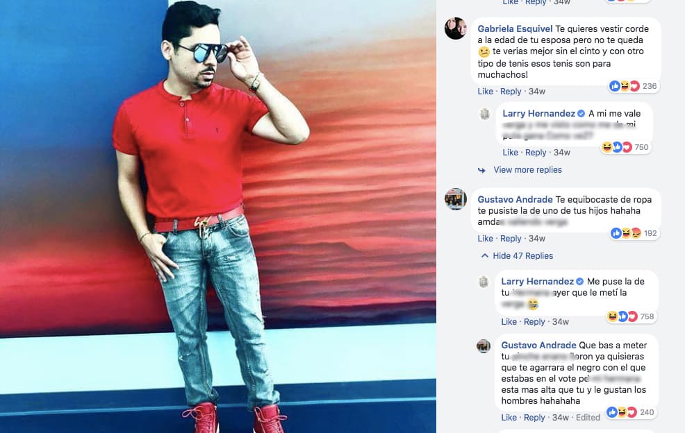 Larry Hernández fue noticia en los medios cuando decidió responder a los comentarios ofensivos que sus seguidores le escribían en las fotos que publicaba.