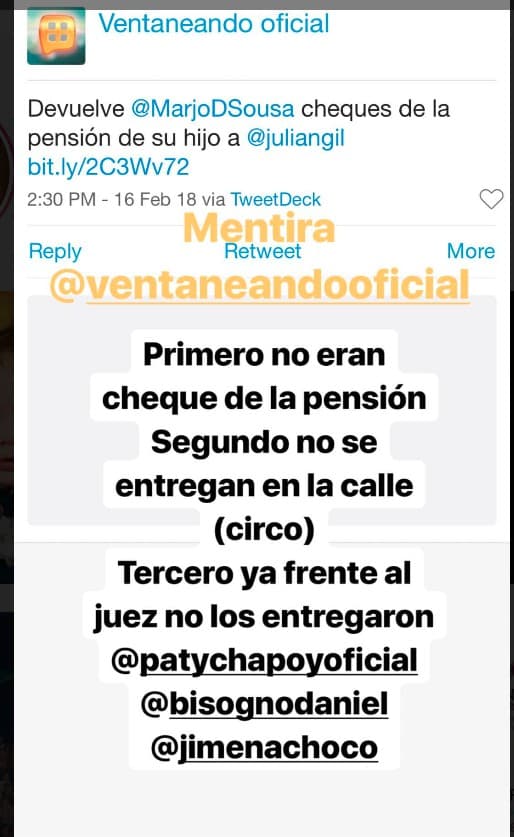 Al programa 'Ventaneando' y a varios reporteros mexicanos Julián Gil también les pidió aclarar la situación con los cheques presuntamente le entregó Marjorie de Sousa.