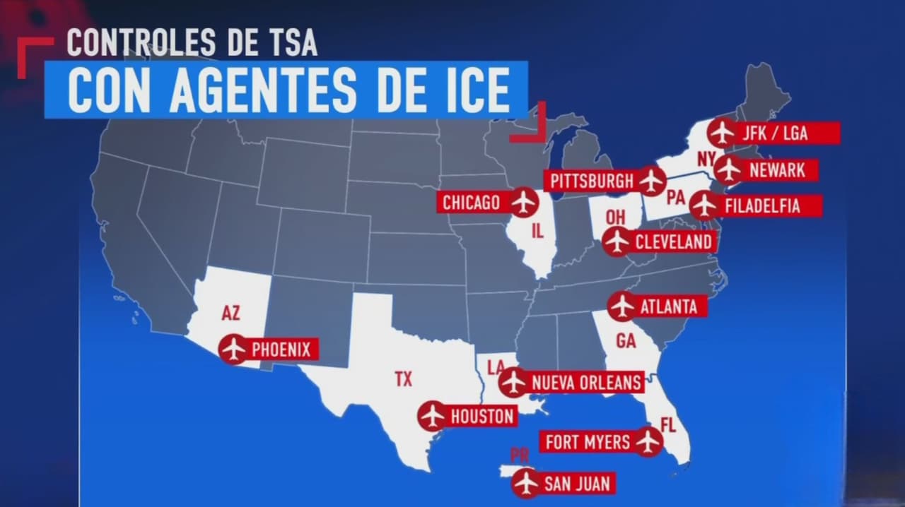 Video: Mapa de los aeropuertos de EEUU donde se ha reportado presencia de agentes de ICE