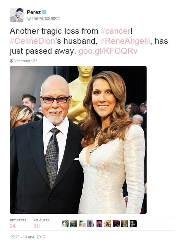 El blogger Pérez Hilton fue de los primeros en reaccionar tras el fallecimiento de René.